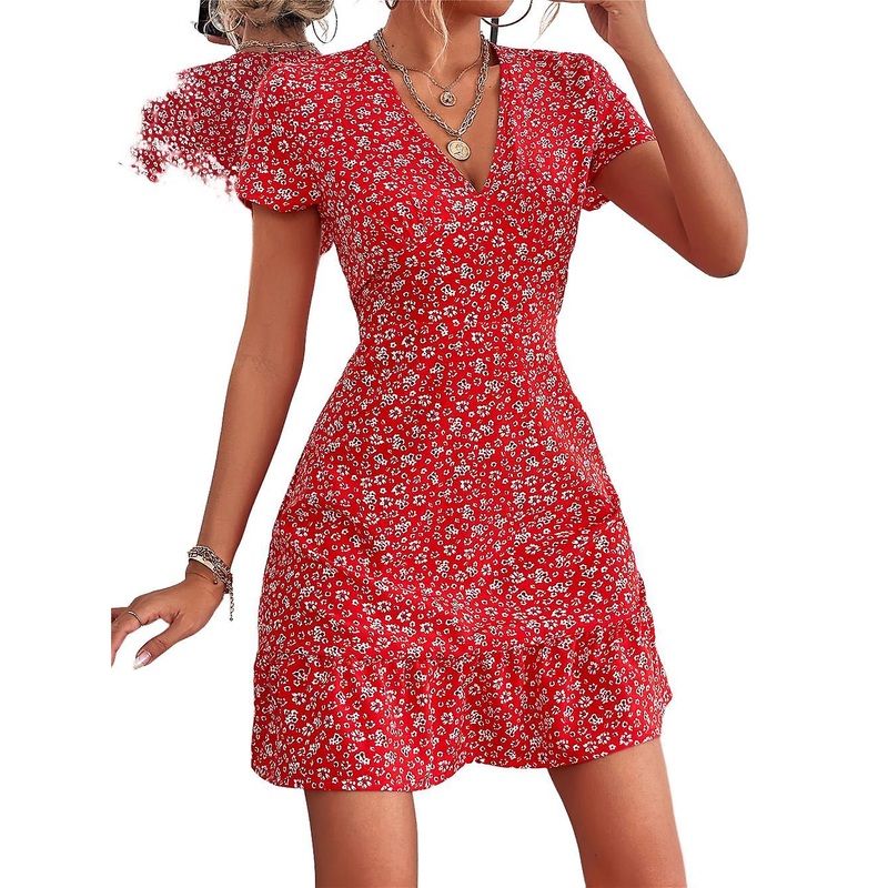 Woman Floral Elegance Deep V-neck Dress – Sexy And Stylish | Fruugo SG