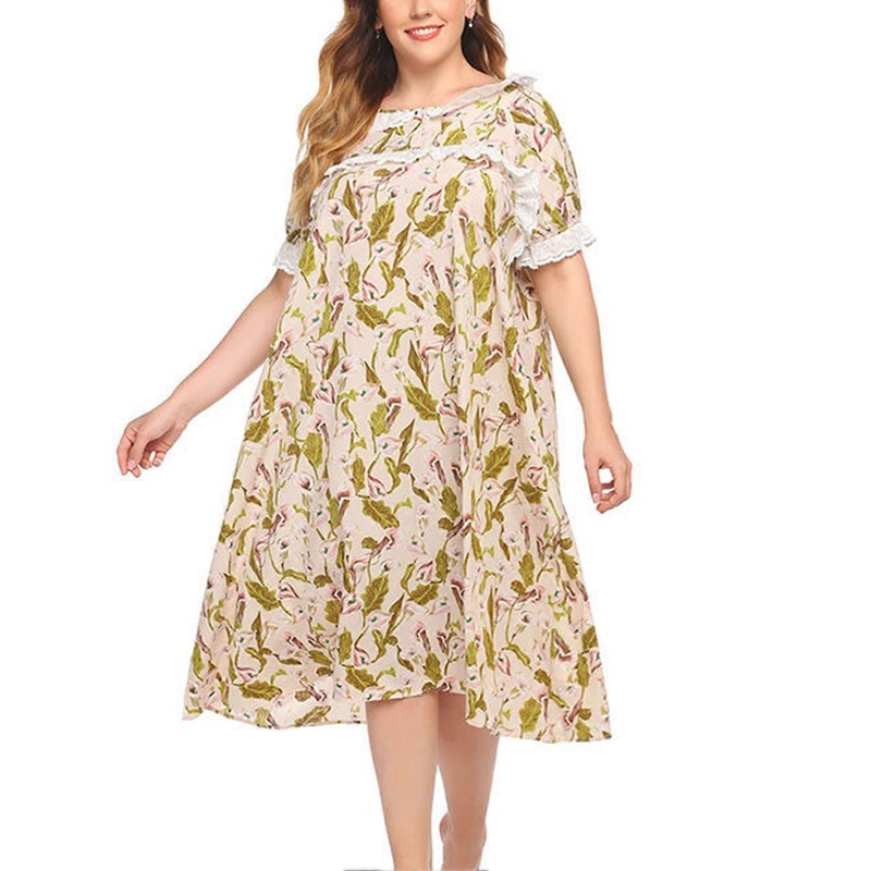 Women Print Nightdress Casual Pajamas Dress Floral Sleeping Dress Short Sleeve Nightgown | Fruugo SG