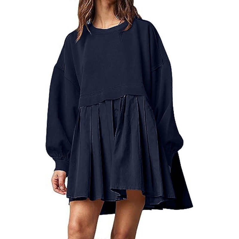 Women’s Oversized Sweatshirt Dress Long Sleeve Crewneck Pullover Tops for Casual Fall Winter Style  Navy Blue S | Fruugo SG