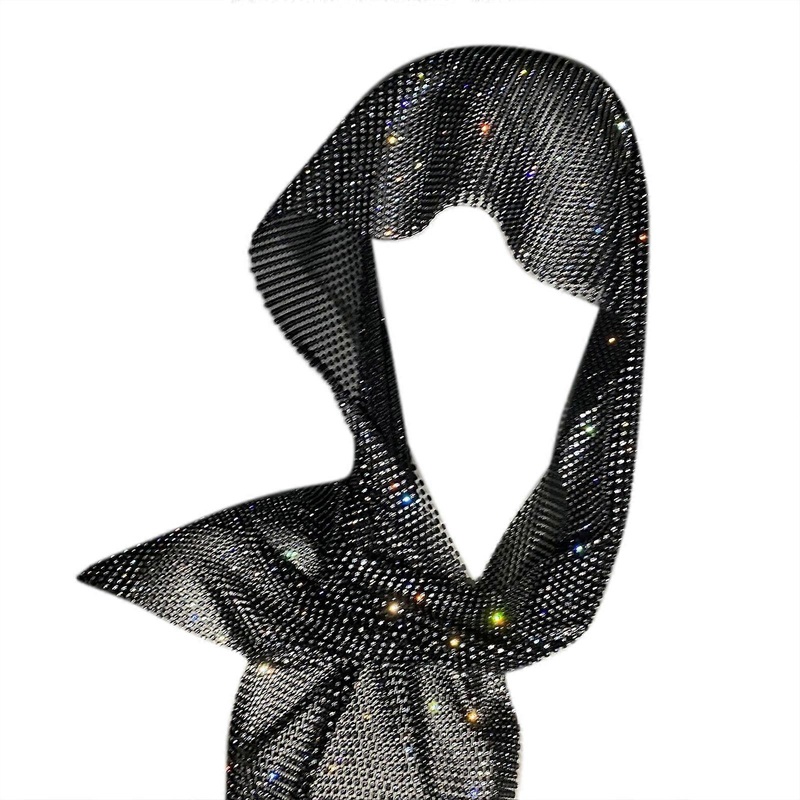 Womens Fishnet V-neck Bodycon Club Dress Headscarf Scarf Mini Party Dress Sparkle Rhinestones Dress Turban Oversleeve  black turban | Fruugo SG