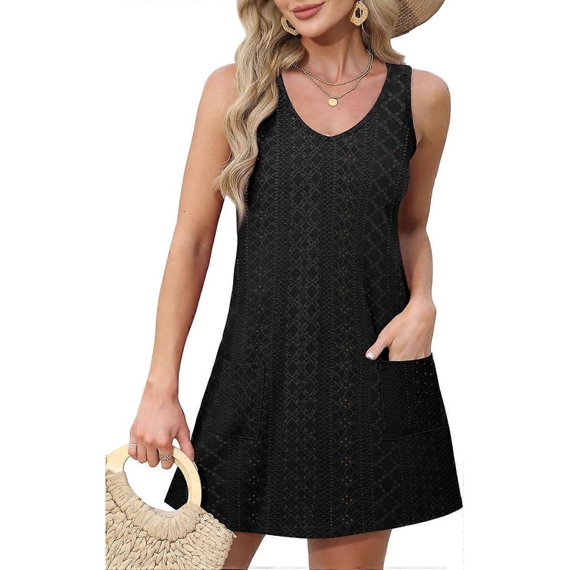 Womens Summer Dresses 2024 Loose V Neck Sleeveless Sundresses Swimsuit Coverup with Pockets | Fruugo SG