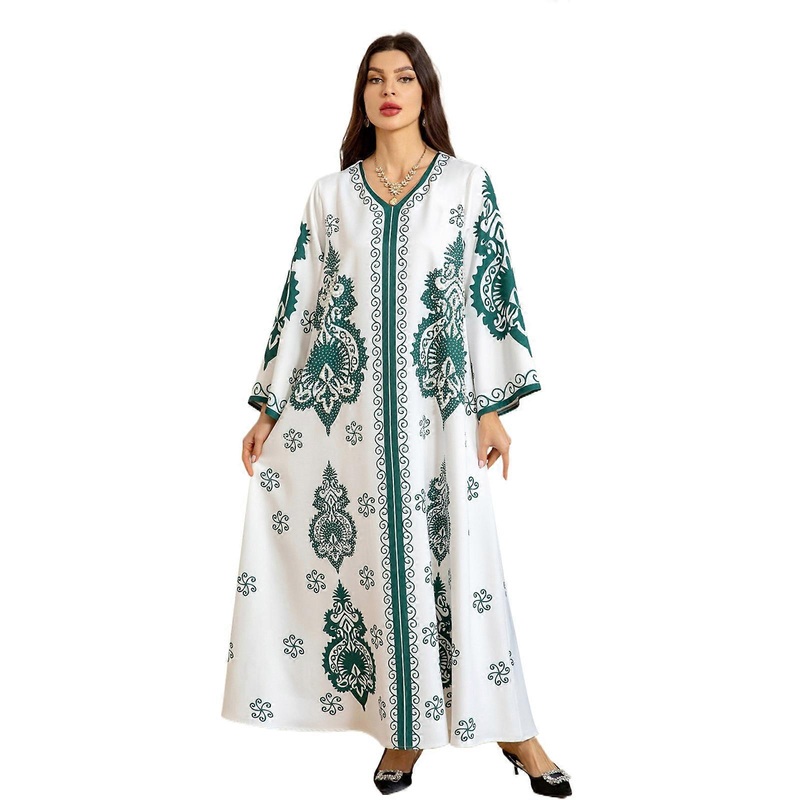 Abaya Dress for Women, Full Length Kaftan Dress Long Sleeve Kaftan Dress Islamic Dubai Robe Kaftan Abayas Casual Dress  Green XL | Fruugo SG