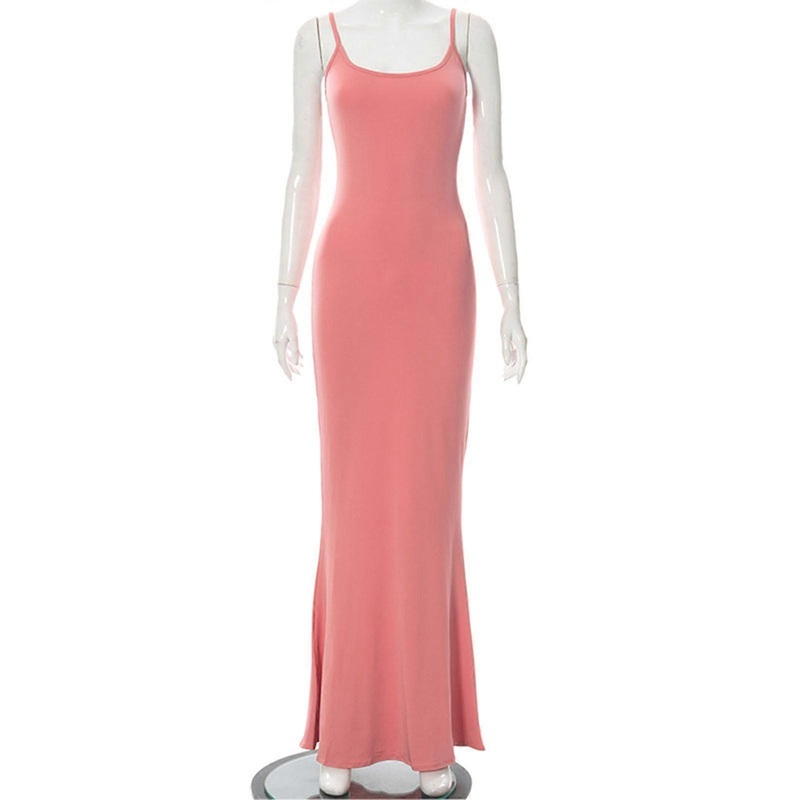 Bodycon Spaghetti Maxi Dress High Waist Elegant Sleeveless Slim Tight Spaghetti Strap Maxi Dress for Lady | Fruugo SG