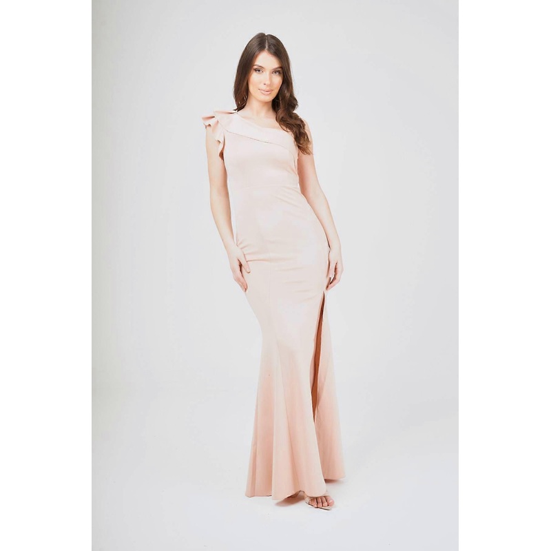 Frilled One Shoulder Maxi Dress | Fruugo SG