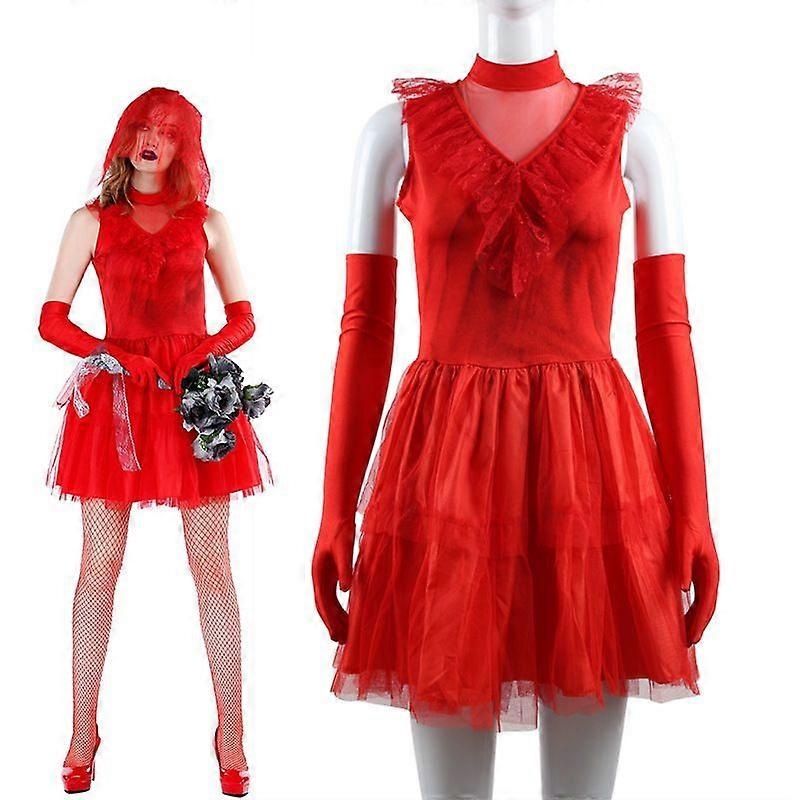 Halloween Bloody Mary Vampire Red Bride Dress Costume Horror Dead Zombie Role Play Party Performance | Fruugo SG