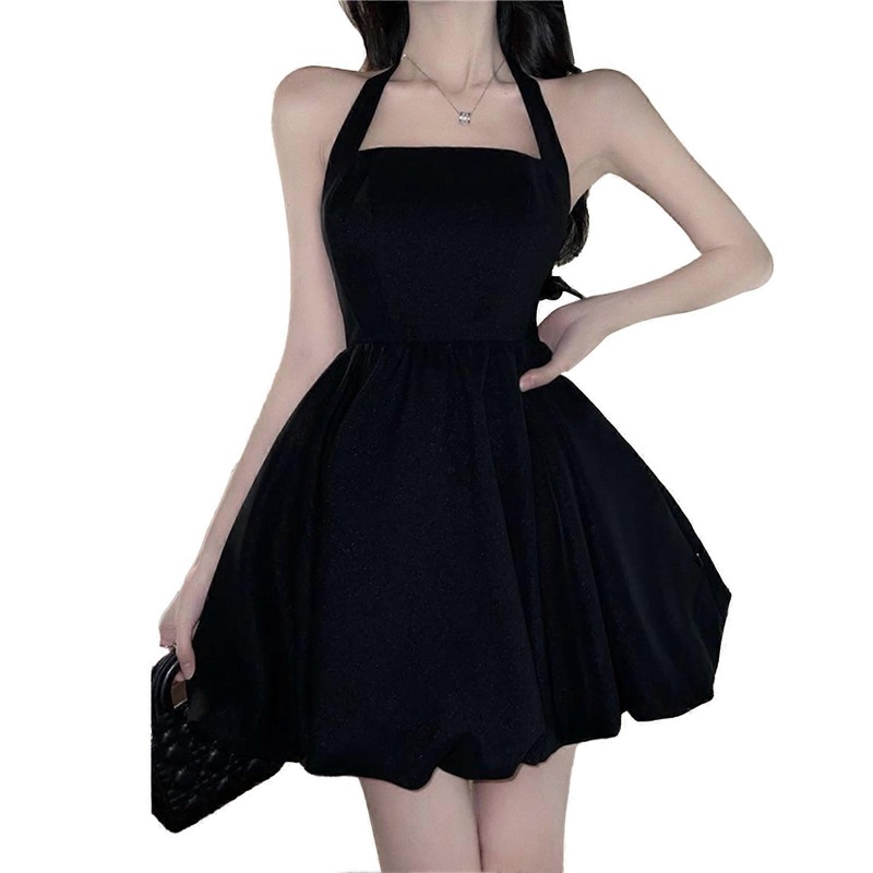Halter Dress Waist Slimming Charming Breathable Exquisite Cutting Sleeveless A Line Dress for Party | Fruugo SG