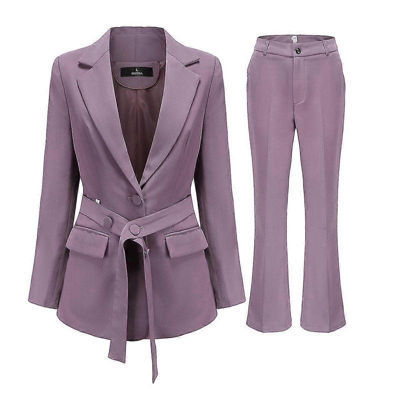 Womens 2-piece Elegant Office Work Dress Slim Belt Solid Color Business Suit (blazer+pants) | Fruugo SG