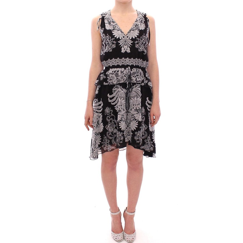 Black Silk Floral Pattern Shift Coctail Dress | Fruugo SG