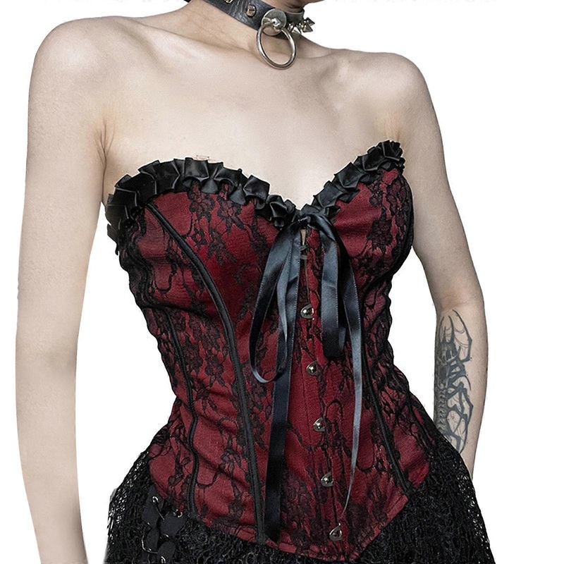 Elegant Lace Pattern Strapless Vest for Women Ladies Dress Corset Fashion Female Stretch Rope Waist Strap for Prom Party  Red S | Fruugo SG