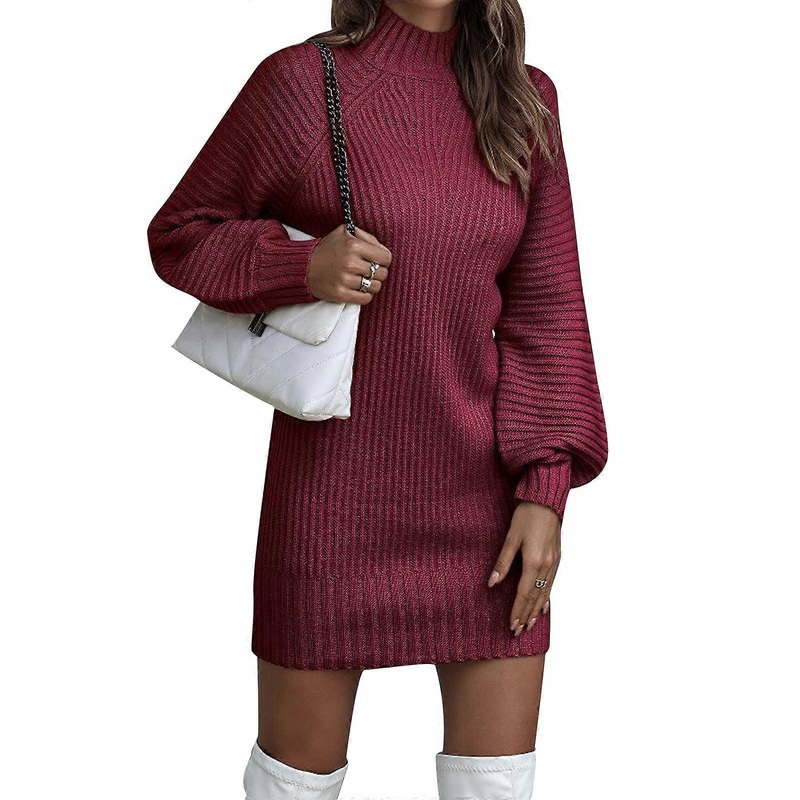 Fashion Turtleneck Sweater Dress for Women Girls Slim Bodycon Dress Long Sleeves Pullover Dresses Fall Winter Mini Dress  wine red XL | Fruugo SG