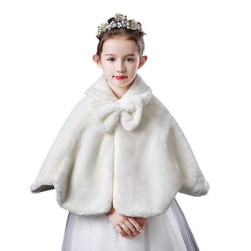Flower Girls Winter Soft Plush Bolero Shrug Princess Lapel Bowknot Shoulder Cape  White small size | Fruugo SG