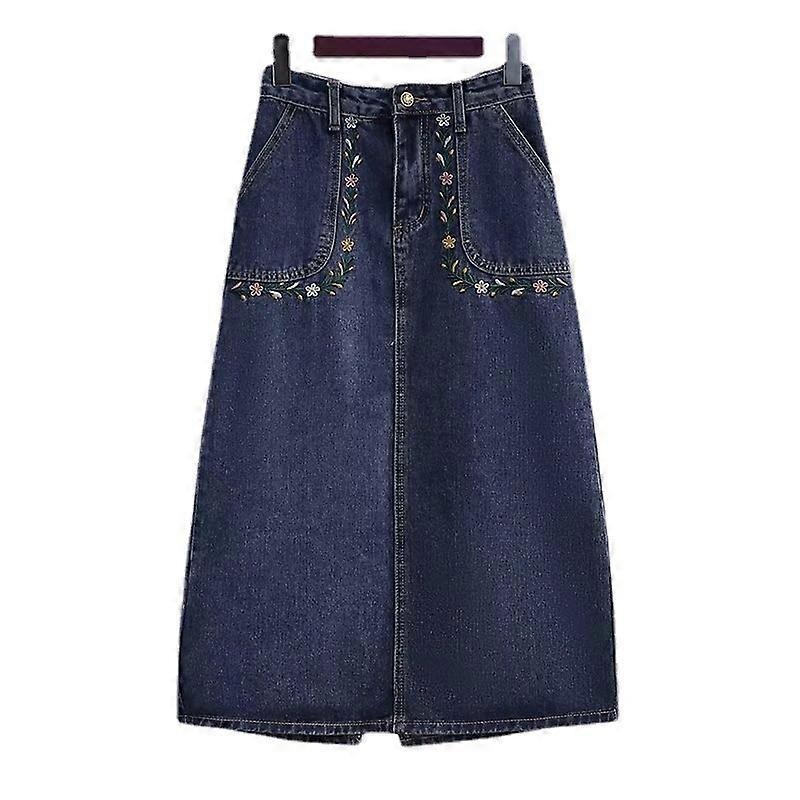 JWL-Oversized Split Denim Skirt 5XL Women Spring Summer  High waist Embroidered A-line Skirts With pockets Female Casual Skirt | Fruugo SG