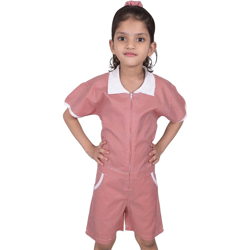 Kids Girls Gingham School Playsuit Check Summer Dresses With Matching Scrunchies | Fruugo SG