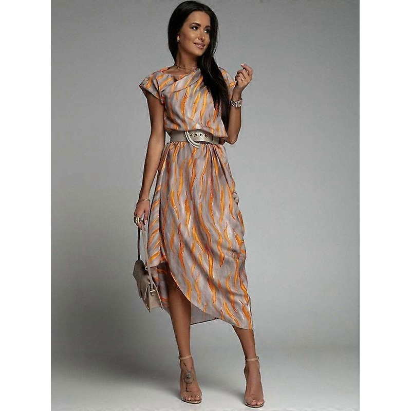 Ladies Loose Casual Summer Print Ladies Dress | Fruugo SG