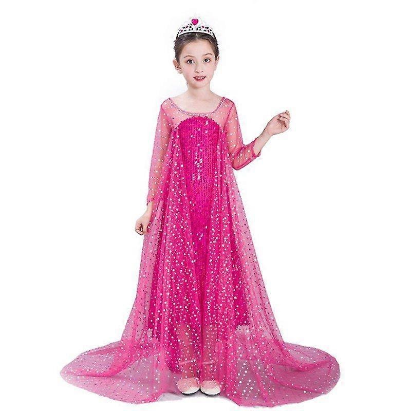 Rose Dress Only# Cosplay Elsa Dress Girls Sequins Party White Gowns Snow Queen 2 Elza Dresses Princess Costume Girl Party Fancy Vestido 3 Colors | Fruugo SG