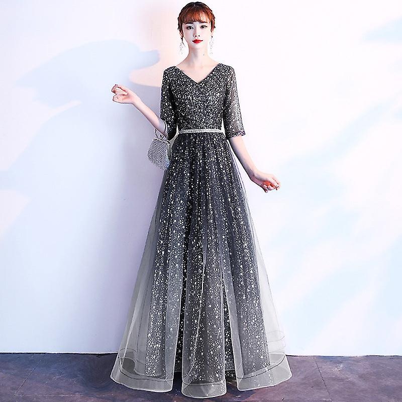Starry Sky Evening Dress Female Summer New Temperament Long Model Host Banquet Anniversary Chorus Performance Dress | Fruugo SG