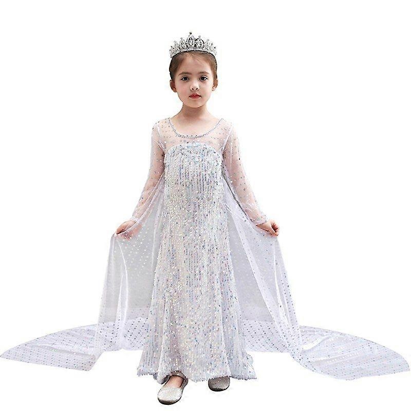 White Dress Only# Cosplay Elsa Dress Girls Sequins Party White Gowns Snow Queen 2 Elza Dresses Princess Costume Girl Party Fancy Vestido 3 Colors | Fruugo SG