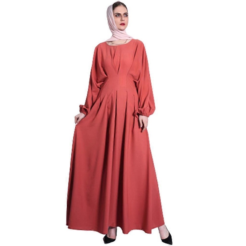 Women Eid Ramadan Maxi Long Dress Batwing Puff Sleeve Loose Abaya Kaftan Robe High Waist A-Line Flared Islamic Dubai Party Gown  Burgundy XL | Fruugo SG