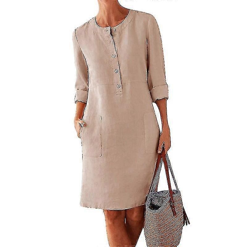 Women Linen Button Down Shirt Dress | Fruugo SG