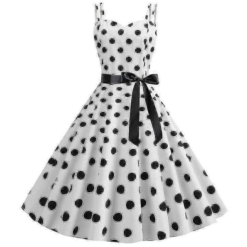 Ladies Sleeveless Polka Dot Dress Party Summer Holiday Dresses | Fruugo SG