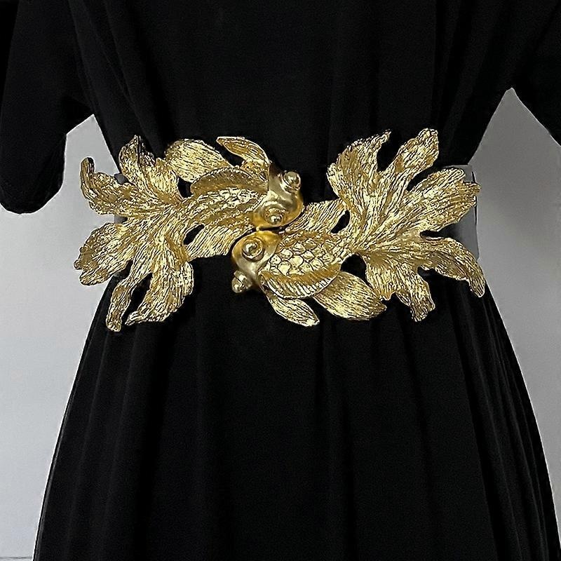 Metal Gold Fish Genuine leather Female Waistband Fashion Luxury Designer Dress Coat Decoration Girdle Punk Gothic Belt for Women | Fruugo SG