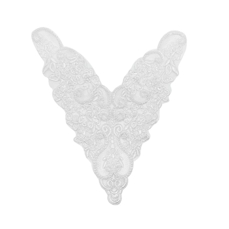 V-Neck Lace Appliques Embroidery Flower Lace Appliques Trims Patches for Bridal Dresses Costumes Garment Accessories  White | Fruugo SG