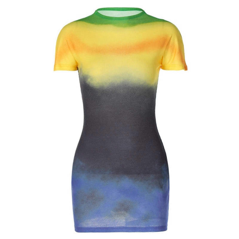 Women Crew Neck Dress Floral Print Holiday Dress All-matching Summer Dress Slim-Fit Bodycon Dress Short Sleeves Dress  Yellow S | Fruugo SG