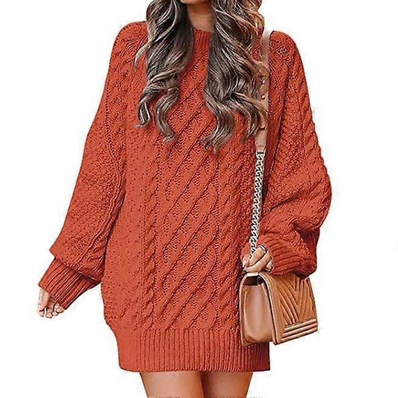 Women Fall Crewneck Long Sleeve Knit Short Sweater Dresses | Fruugo SG