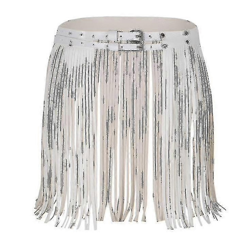 Women Faux Leather Fringe Tassel Skirt Belt Waistband High Waist Skirt | Fruugo SG