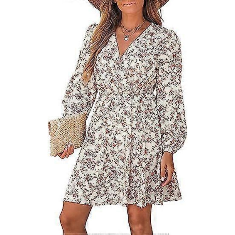 Women Floral Ruffle Summer Dress Flowy Casual Holiday Mini Dress | Fruugo SG