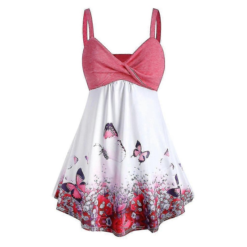 Women Plus Size Butterfly Print Tank Top Dress Sleeveless Vest Top Suspender Dress | Fruugo SG