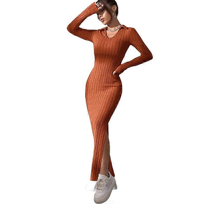 Women’s Crewneck Pullover Sweater Dress Slim Fit Knitted Bodycon Dresses | Fruugo SG