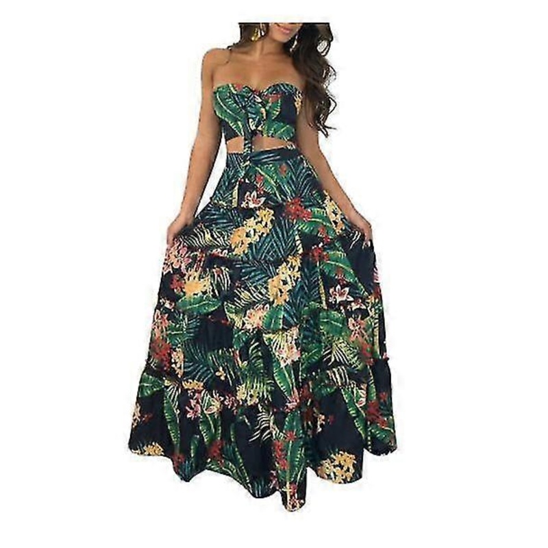 Women’s Hawaiian Print Dress Set 2pcs Beach Dress | Fruugo SG