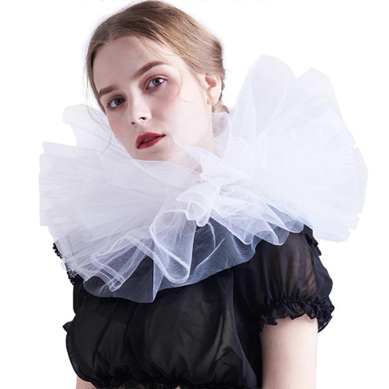 Women Vintage Mesh Neck Ruff Detachable Tulle Ruffle Collar for Renaissance Victorian Halloween Cosplay Costume Collar  White | Fruugo SG