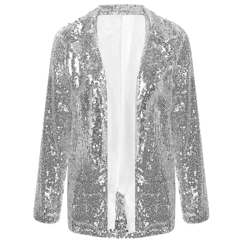 Womens Blazers Sparkly Sequins Long Sleeve Open Front Shiny Blazer Wedding Jacket For Nightclub Cocktail Party Wrap Evening Cape-Good | Fruugo SG