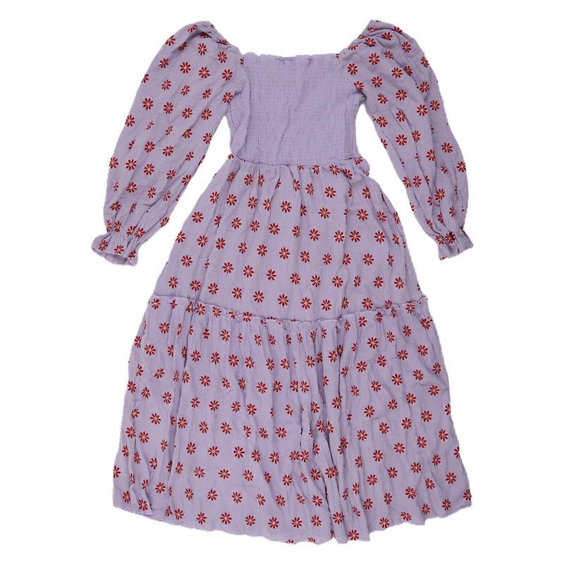 Womens Summer Casual 3/4 Sleeve A-line Dress Square Neck Smocked Dress Bohemian Floral Print Flowy Long Dress Gift  Light purple M | Fruugo SG