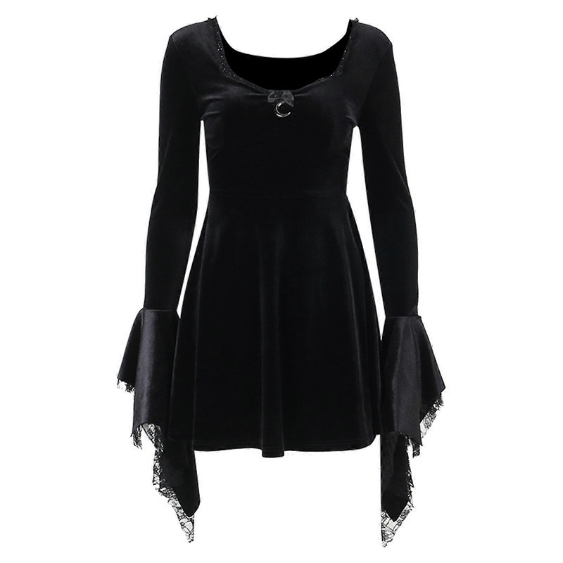 Fashionable Long Sleeve Lace Gothic Halloween Dress Perfect for a Unique and Stylish Look  Black S | Fruugo SG