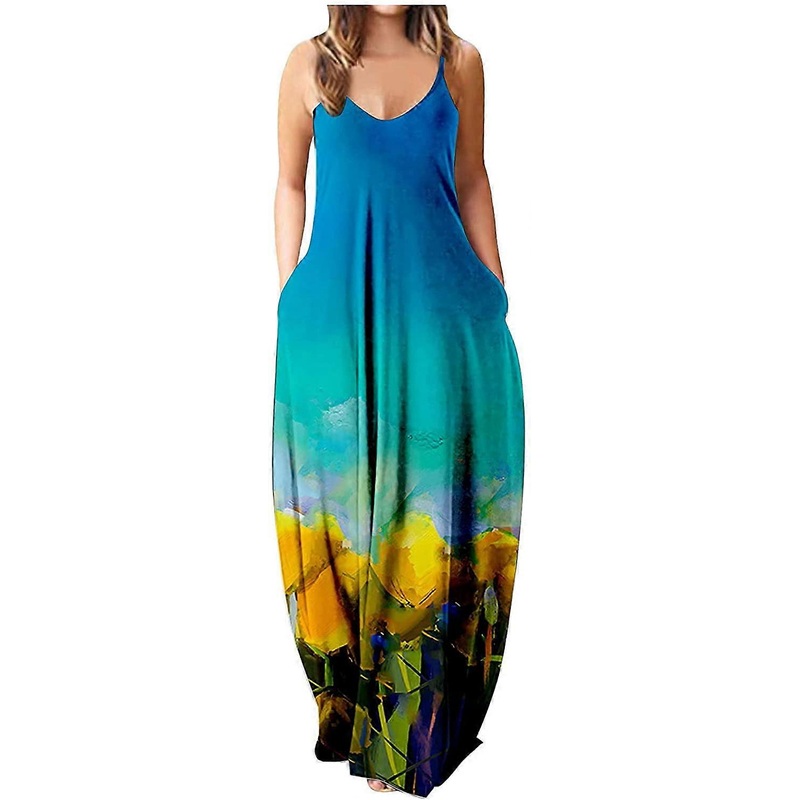 Plus Size Maxi Dresses for Women Dress Loose Crewneck Beach Sling Long Baggy Dress | Fruugo SG