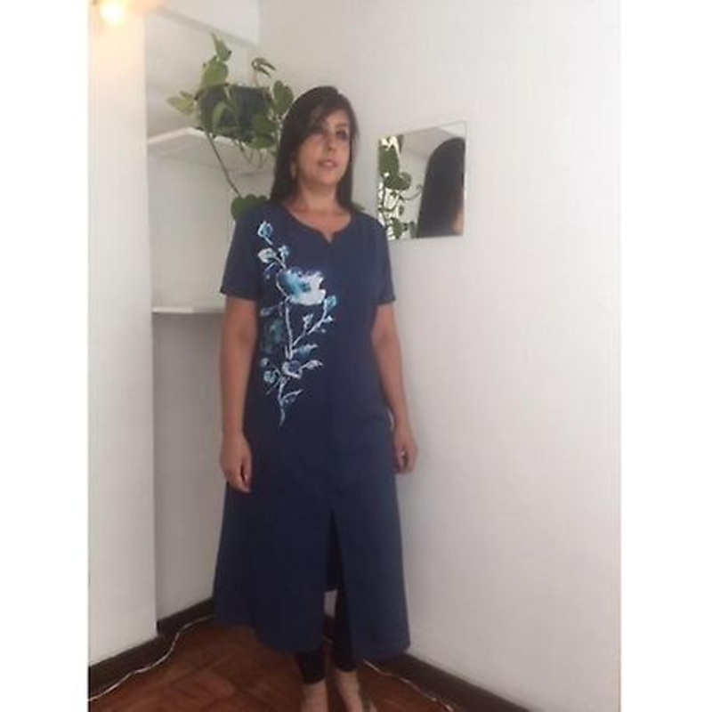 Size L  Blue Handpainted Calf Lenght Dress | Fruugo SG