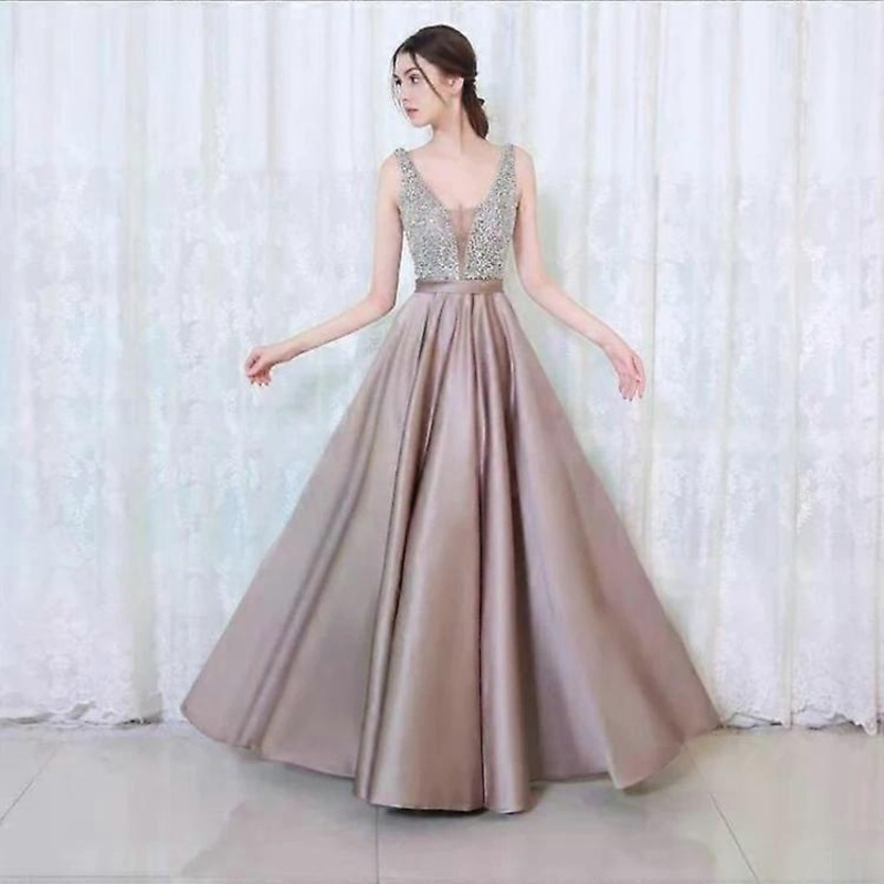 V-neck Sequin Evening Dress-Apricot XL,Banquet & Annual Events Apricot,XL | Fruugo SG