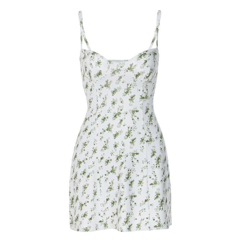 Woman Elegant Dress Summer A-line Floral Print Dress Low Cut Banquet Party Dresses Ladies Wedding Photoshoot Costume  Green S | Fruugo SG