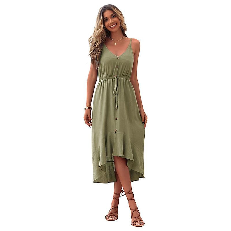 2023 Summer New Ladies Dress Solid Color Irregular Sling Dress | Fruugo SG