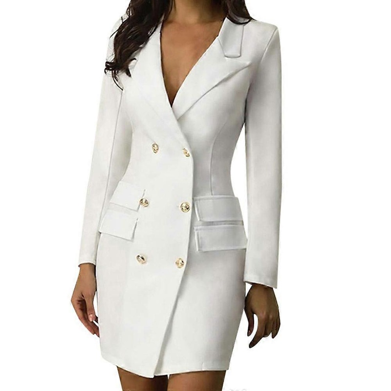 Blazer Dress Women’s Elegant Business Blazer Dress with Double Breasted, Autumn Winter Large Sizes Long Sleeve V-Neck Sexy Sheath Dress Mini Blouse | Fruugo SG