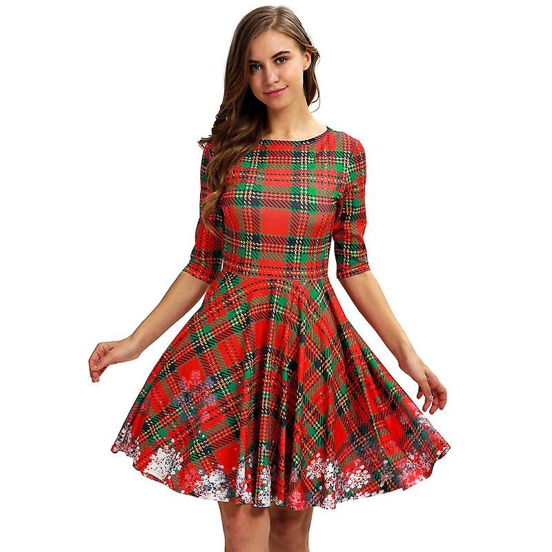 Christmas Costume Digital Printing Slim Fit Mid Sleeve Dress, Midi Dress | Fruugo SG