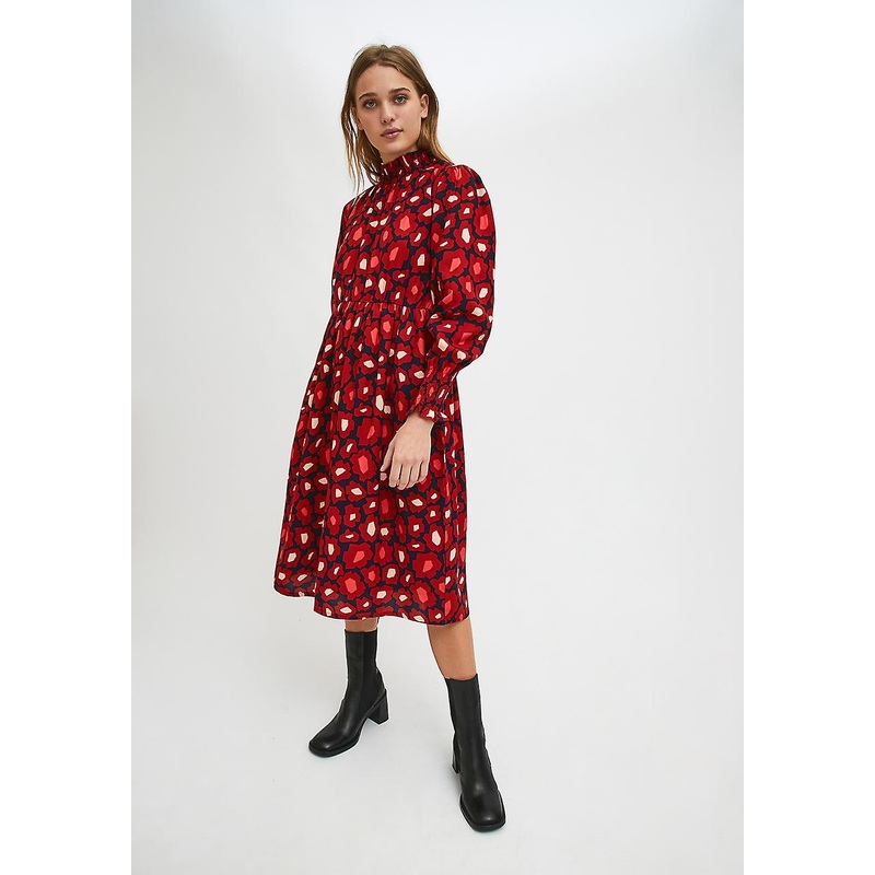 Compania Fantastica Abstract Flower Print High Neck Midi Dress | Fruugo SG
