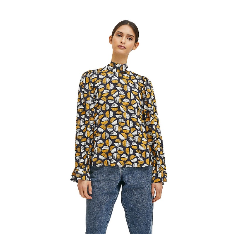 Compania Fantastica High-neck top with lace on the back stamped coffee beans FA21COC09 | Fruugo SG