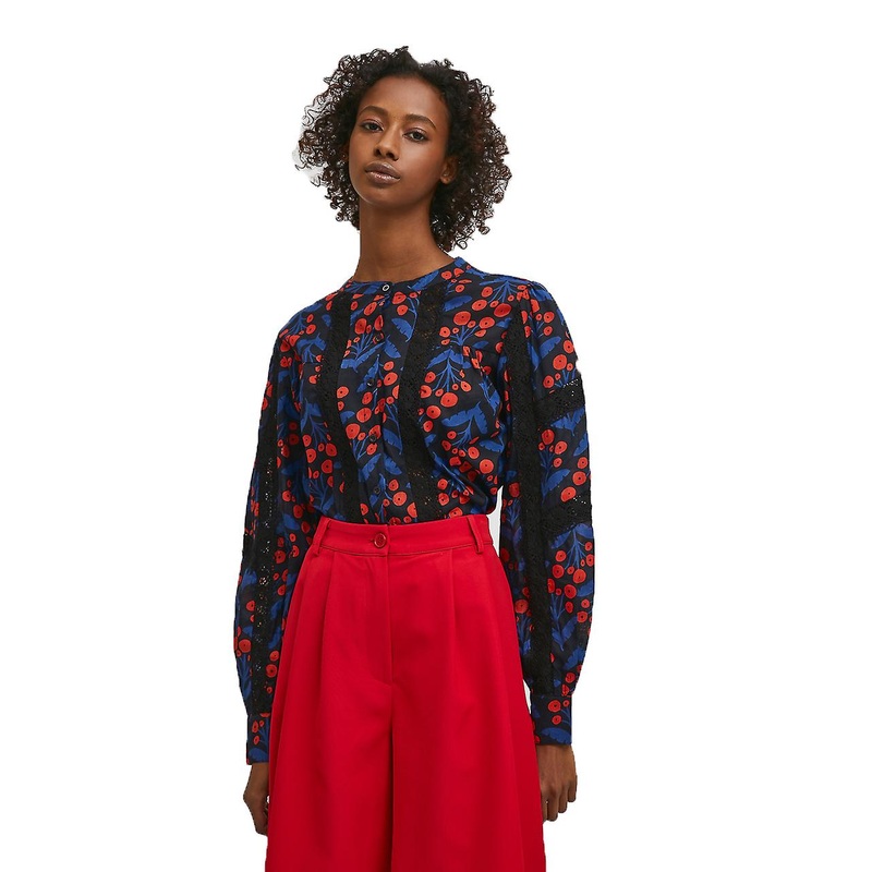 Compania Fantastica Long-sleeved shirt with floral poppy print lace FA21PIC05 | Fruugo SG