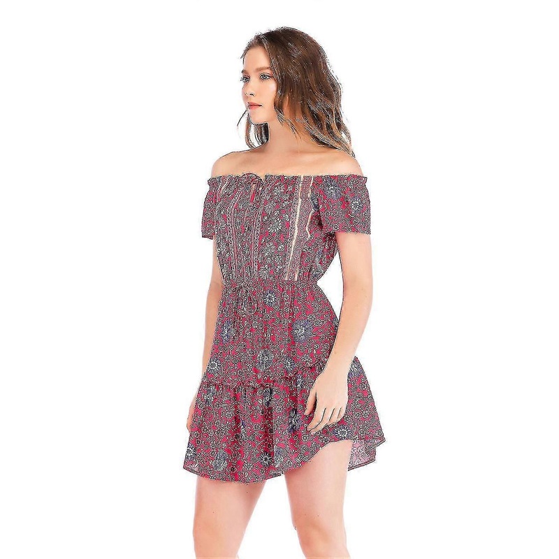 Floral Print Strapless Dress Off Shoulder Sexy Short Dress Women Vacation Beach Wear | Fruugo SG