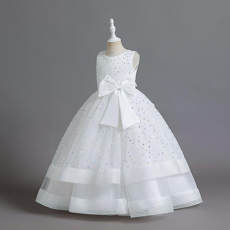 Girls Flower Bead Wedding Dress Pageant Tulle Party Gown | Fruugo SG