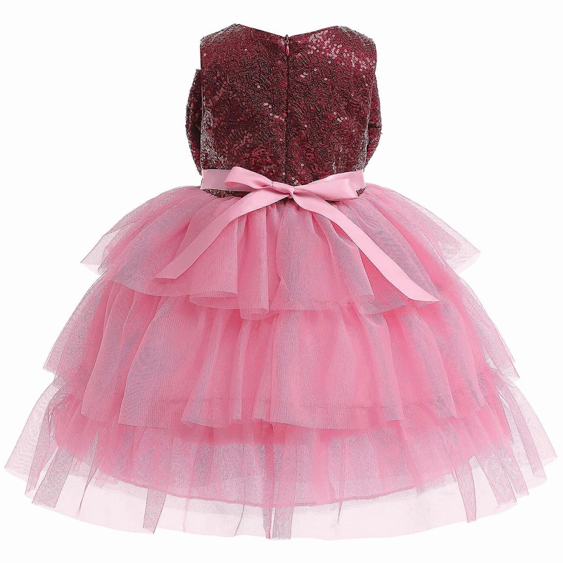 Kids Girls Tulle Princess Dress Sleeveless Sequin Glitter Bow Layered Dress | Fruugo SG